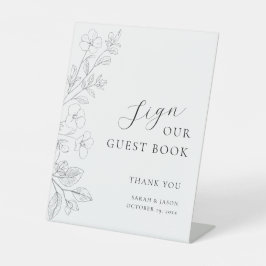 Minimalist Floral Wedding Guest Book Sign Sockelschild