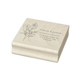 Minimalist Floral Wedding Rubber Stamp Gummistempel