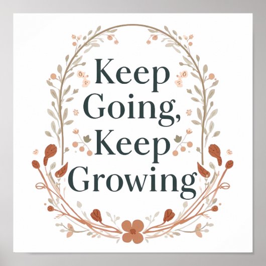 Minimalist Floral Wreath Positive Affirmation Poster (Vorne)