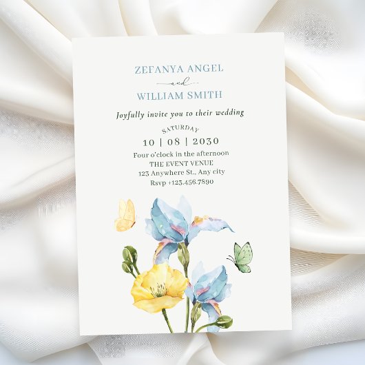Minimalist flower bouquet wedding einladung