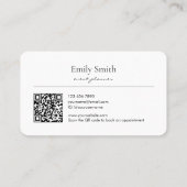 Minimalist Flower Line Art Business Name QRCode Visitenkarte (Rückseite)