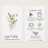Minimalist Flowers Care Florist Card (Vorne & Hinten)