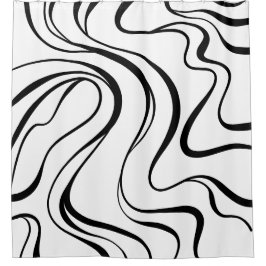 Minimalist Fluid Line Art Shower Curtains Duschvorhang