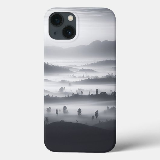 Minimalist Foggy Forest Phone Case Black and White (Rückseite)