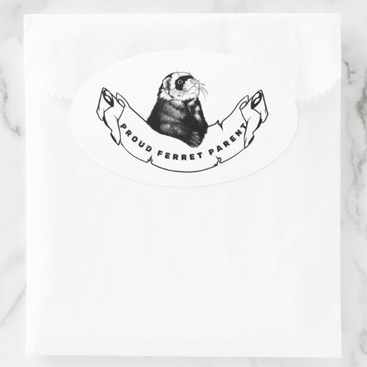 Minimalist for ferret enthusiasts. ovaler aufkleber (Tasche)
