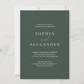 Minimalist Forest Green Wedding  Einladung (Vorderseite)