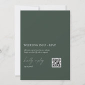 Minimalist Forest Green Wedding  Einladung (Rückseite)