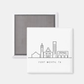Minimalist Fort Worth Skyline Illustration Magnet (Vorderseite/Rückseite)