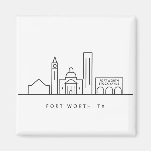 Minimalist Fort Worth Skyline Illustration Magnet (Vorne)