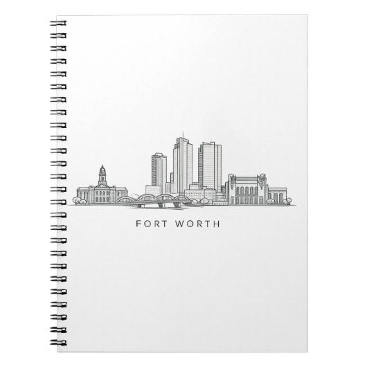 Minimalist Fort Worth Skyline Line Art Notizblock (Vorderseite)