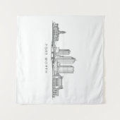 Minimalist Fort Worth Skyline Line Art Wandteppich (Vorderseite (Horizontal))