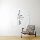 Minimalist Fort Worth Skyline Line Art Wandteppich (Beispiel (Horizontal))