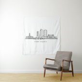 Minimalist Fort Worth Skyline Line Art Wandteppich (Beispiel)