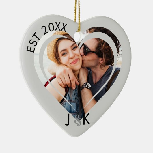 Minimalist Frist Christmas Together Couple Photo Keramik Ornament (Rechts)