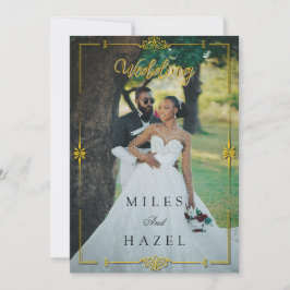 Minimalist Full Photo Wedding | Elegant Gold Einladung