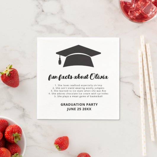 Minimalist Fun Facts Grad Cap Graduation Party  Serviette (Beispiel)