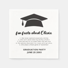 Minimalist Fun Facts Grad Cap Graduation Party  Serviette
