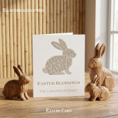 Minimalist Fun Typography Easter Blessings Bunny Karte
