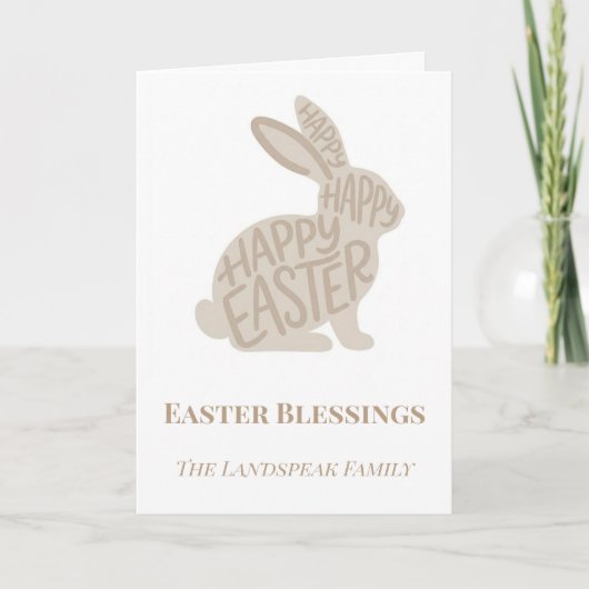 Minimalist Fun Typography Easter Blessings Bunny Karte (Vorderseite)