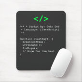 Minimalist function startDay() Developer Joke  Mousepad (Mit Mouse)