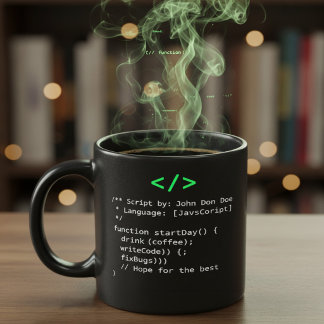 Minimalist function startDay() Developer Joke  Tasse