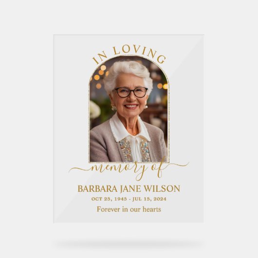 Minimalist Funeral Memorial In Loving Memory Photo Acrylschild (Vorderseite)