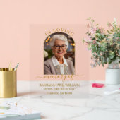 Minimalist Funeral Memorial In Loving Memory Photo Acrylschild (Hochzeit)