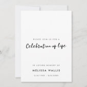 Minimalist Funeral | Modern Celebration of Life Einladung (Vorderseite)