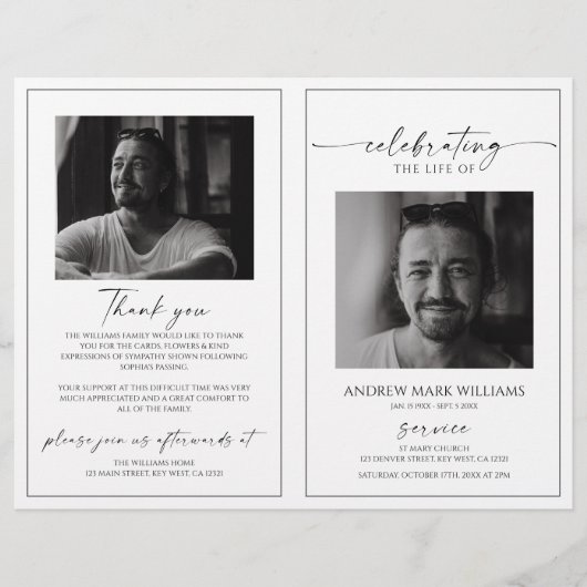 Minimalist Funeral Order of Service Folded Program (Vorderseite)