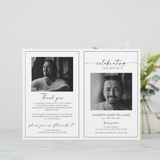 Minimalist Funeral Order of Service Folded Program (Stehend Vorderseite)