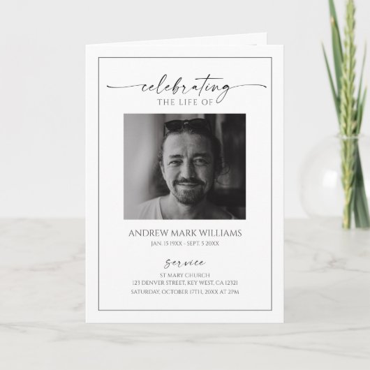 Minimalist Funeral Order of Service Folded Program Karte (Vorderseite)