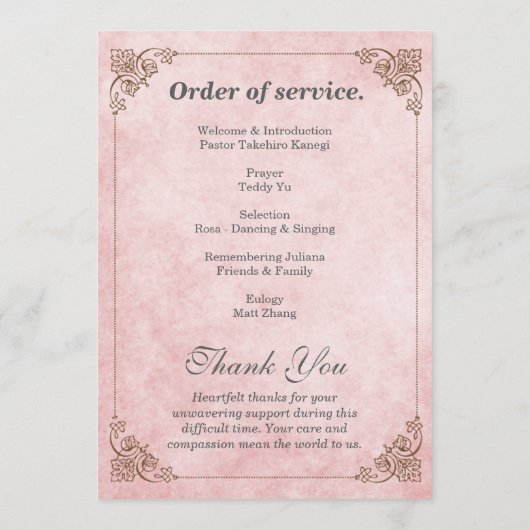 Minimalist Funeral Program – In Loving Memory Phot Programm (Rückseite)