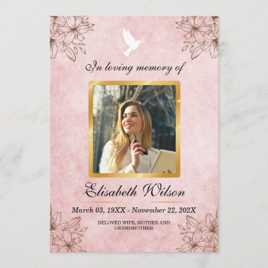 Minimalist Funeral Program – In Loving Memory Phot Programm (Vorderseite)