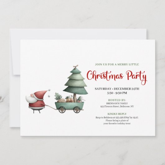 Minimalist Funny Santa Claus Festive Party Invite Einladung (Vorderseite)