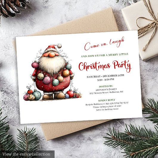 Minimalist Funny Santa Hand Drawn Festive Invites Einladung
