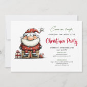 Minimalist Funny Santa Watercolor Party Invitation Einladung (Vorderseite)