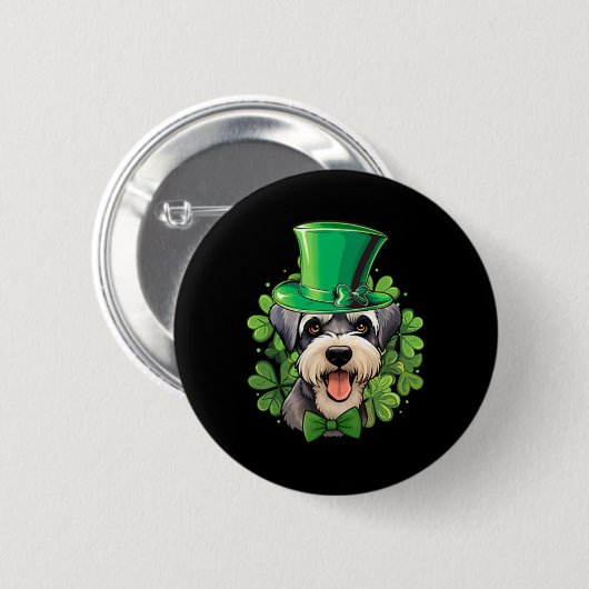 Minimalist Funny St Patricks Schnauzer  Button (Vorne & Hinten)