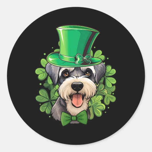 Minimalist Funny St Patricks Schnauzer  Runder Aufkleber (Vorderseite)