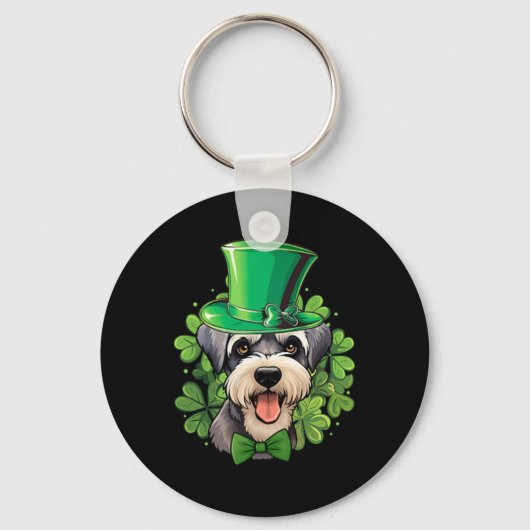 Minimalist Funny St Patricks Schnauzer  Schlüsselanhänger (Vorderseite)