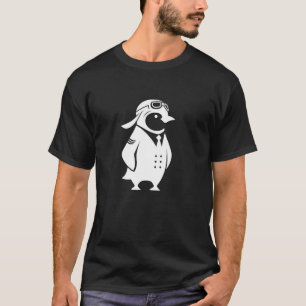 Minimalist für Pinguin Pilot Flugzeug-Silhouette T-Shirt