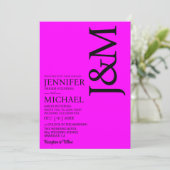 Minimalist Fuschia Magenta QR Code on Back Wedding Einladung (Stehend Vorderseite)