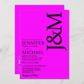 Minimalist Fuschia Magenta QR Code on Back Wedding Einladung (Vorne/Hinten)