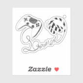 Minimalist Gamer Cat Line Art - Controller Cable  Aufkleber (Blatt)