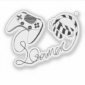 Minimalist Gamer Cat Line Art - Controller Cable  Aufkleber (Vorderseite)