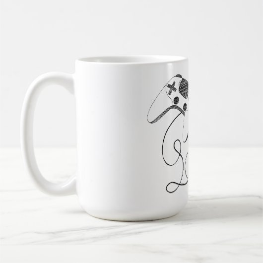 Minimalist Gamer Cat Line Art - Controller Cable  Kaffeetasse (Links)