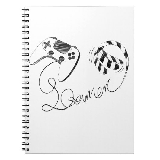 Minimalist Gamer Cat Line Art - Controller Cable  Notizblock (Vorderseite)