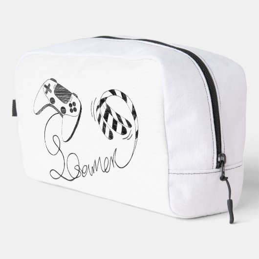 Minimalist Gamer Cat Line Art - Controller Cable  Waschbeutel (Rechte Ecke)