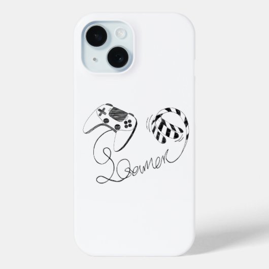 Minimalist Gamer Cat Line Art - Controller Kabel  Case-Mate iPhone Hülle (Rückseite)