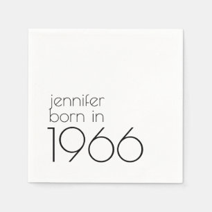 Minimalist Geboren 1966 Schwarz 60. Geburtstagsfei Serviette