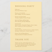 Minimalist Gelb Moderne Hochzeitsprogramm (Rückseite)